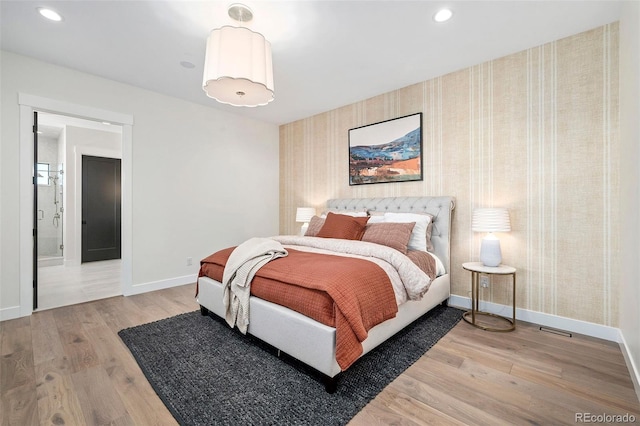 bedroom with light hardwood / wood-style flooring