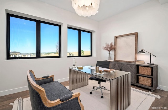 office space featuring hardwood / wood-style floors