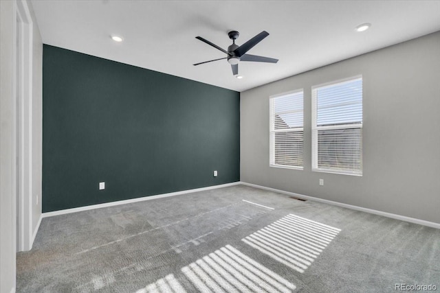 12862 Crane River Dr, Longmont, CO 80504 - empty room with carpet flooring, ceiling fan, and recessed lighting