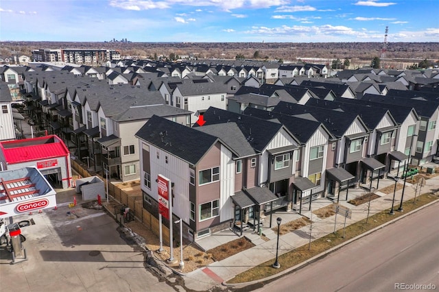 aerial view with a residential view