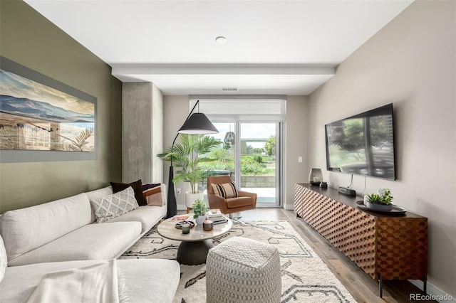 4200 W 17th Ave Unit 212, Denver, CO 80204 - living room featuring light wood-type flooring and baseboards