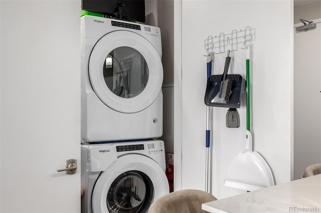 4200 W 17th Ave Unit 212, Denver, CO 80204 - laundry room with stacked washer and clothes dryer