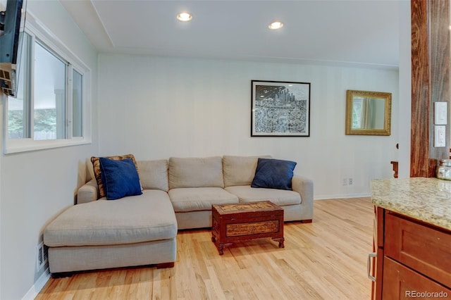 5690 E Cornell Ave, Denver, CO 80222 - living room with light wood-type flooring and recessed lighting