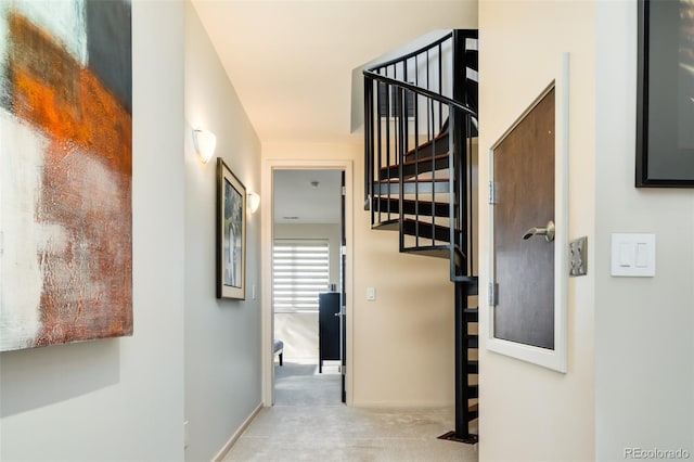 907 E 22nd Ave, Denver, CO 80205 - hallway with carpet and stairway