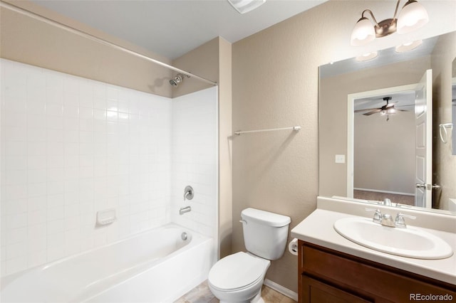 1339 Sidewinder Cir, Castle Rock, CO 80108 - bathroom with vanity, bathtub / shower combination, ceiling fan, and a textured wall