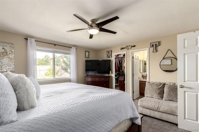 5972 S Zante Way, Aurora, CO 80015 - bedroom featuring ensuite bathroom, a spacious closet, ceiling fan, and a closet