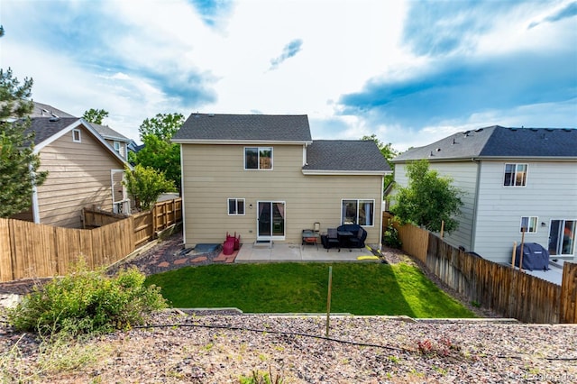 5972 S Zante Way, Aurora, CO 80015 - back of house featuring a patio area, a fenced backyard, and a shingled roof