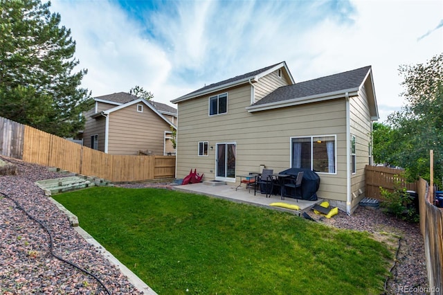5972 S Zante Way, Aurora, CO 80015 - rear view of property with a patio, a fenced backyard, and a shingled roof