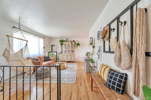 living room with wood finished floors