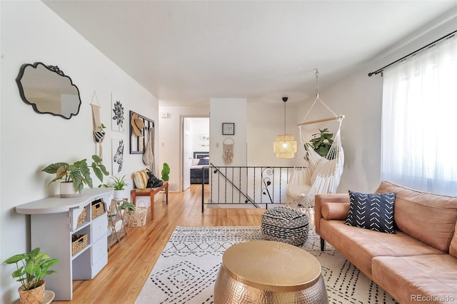living area featuring light wood-style floors