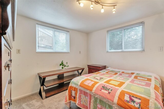 bedroom with carpet floors and baseboards