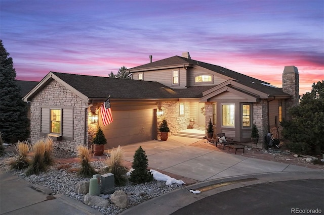 view of front of house with a garage