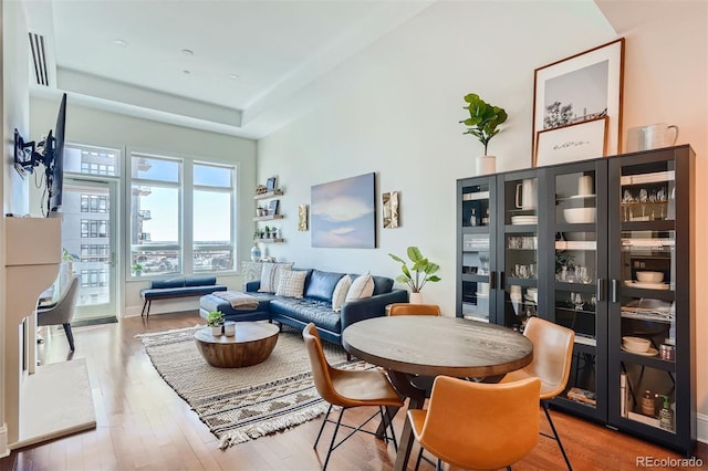 living room with hardwood / wood-style flooring