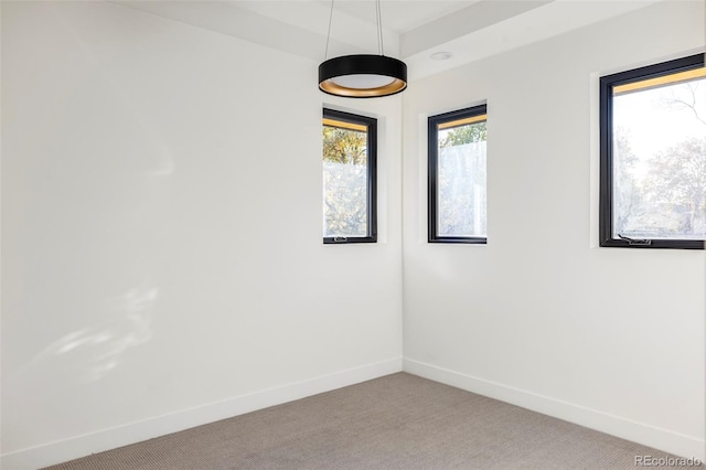 unfurnished room with light carpet