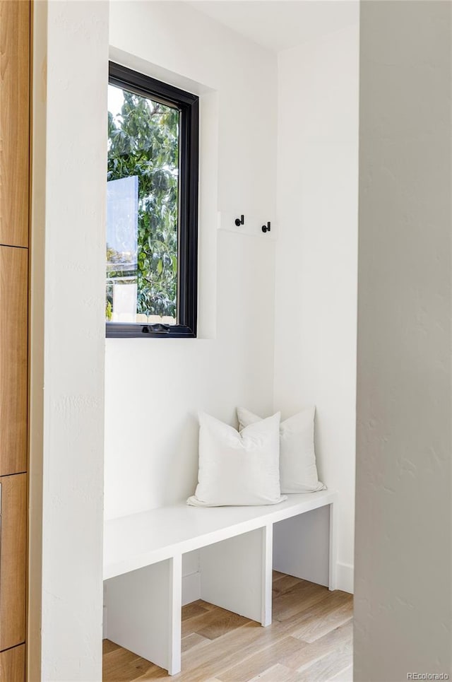 mudroom with light wood-type flooring