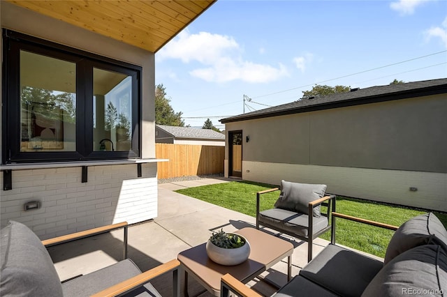 view of patio featuring an outdoor hangout area