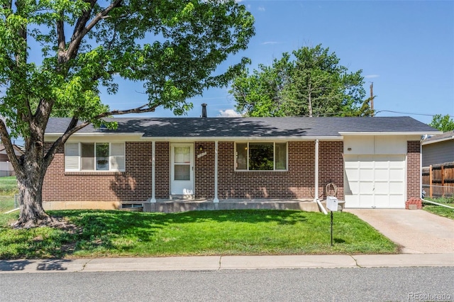 11917 Lavinia Way, Northglenn, CO 80233 - ranch-style home featuring a garage, brick siding, a front yard, and driveway