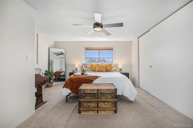 7705 W 87th Dr, Arvada, CO 80005 - bedroom with carpet flooring, a textured ceiling, and ceiling fan