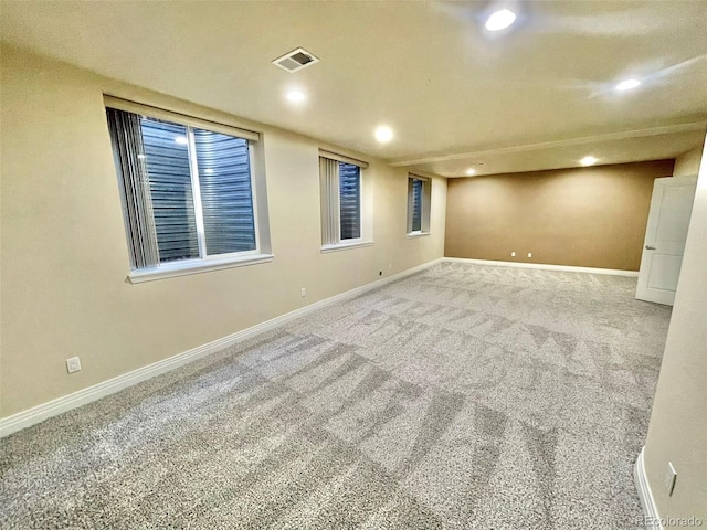 basement with carpet