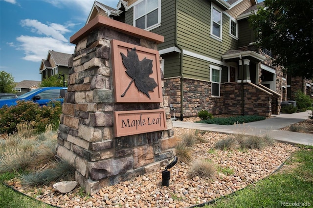 view of community sign