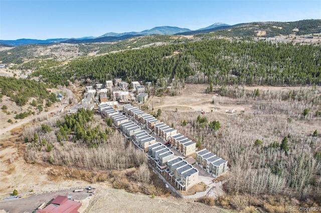 bird's eye view with a mountain view
