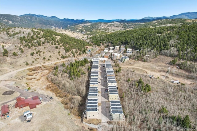 drone / aerial view with a mountain view