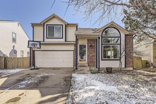 split level home with a garage