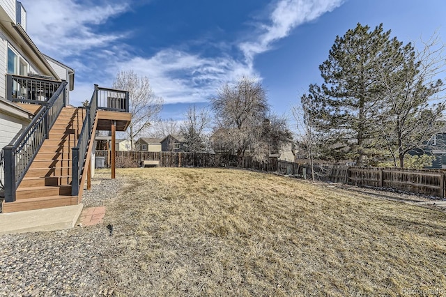 view of yard featuring a deck