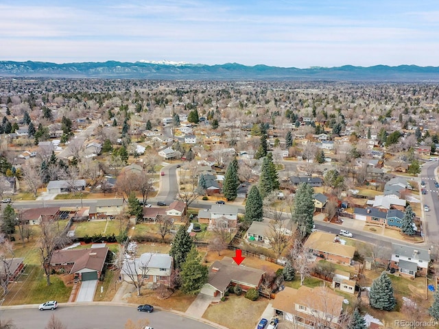 drone / aerial view with a mountain view