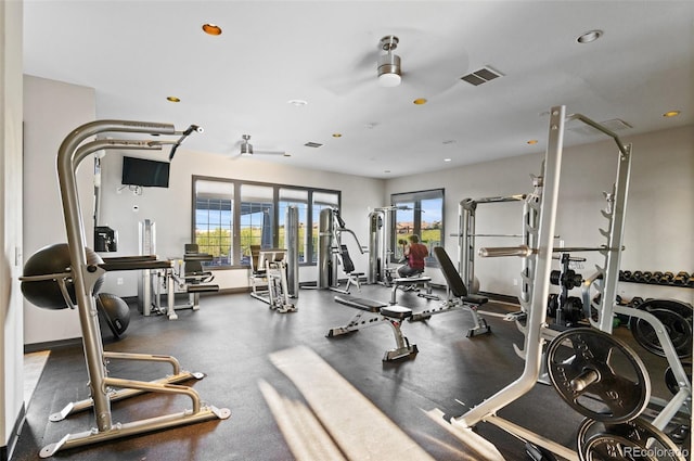 2154 Concord Ln, Superior, CO 80027 - workout area with ceiling fan and recessed lighting