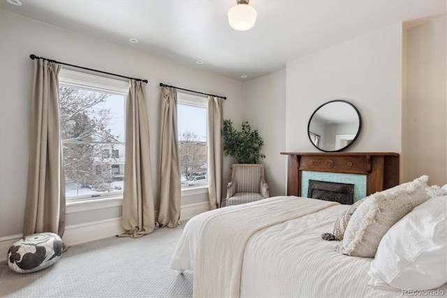 bedroom featuring carpet