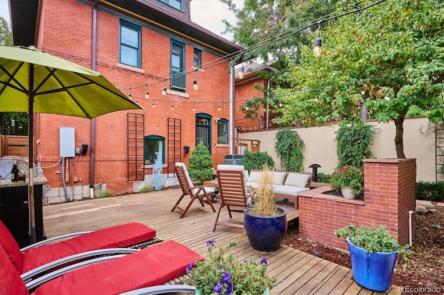 deck with an outdoor living space