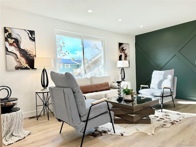 living room featuring light wood-type flooring