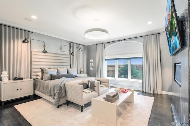 bedroom featuring dark hardwood / wood-style floors