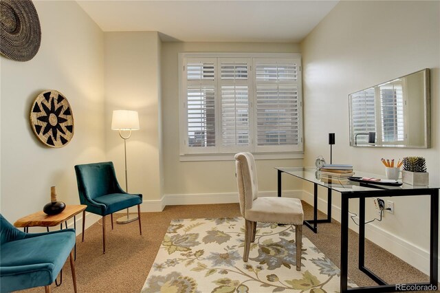 office area with carpet and baseboards