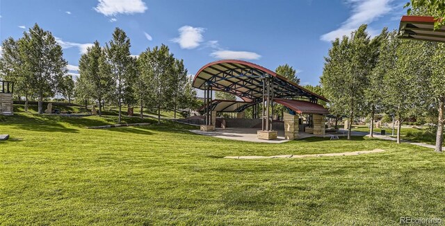 view of property's community featuring a yard