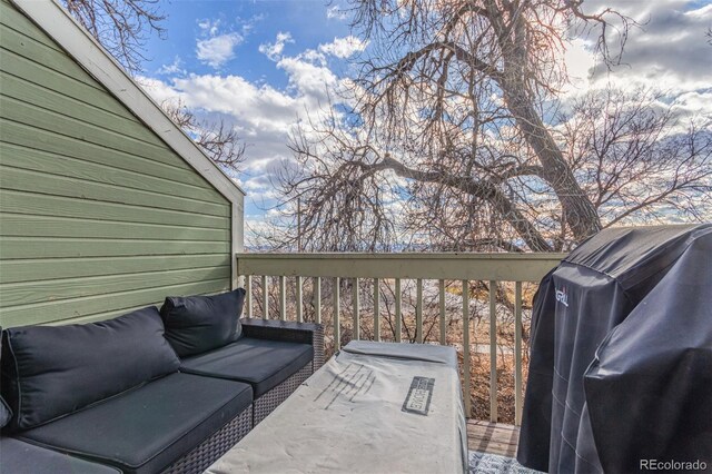 wooden terrace with grilling area