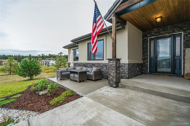 view of patio with an outdoor living space