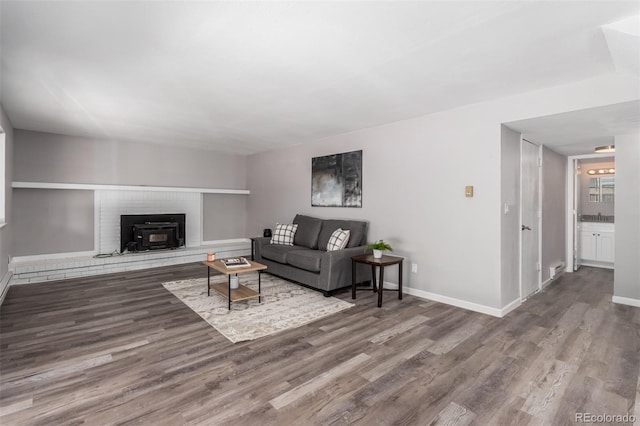 living room with hardwood / wood-style floors