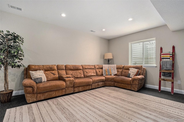 1473 Castle Creek Cir, Castle Rock, CO 80104 - living room featuring dark carpet and recessed lighting
