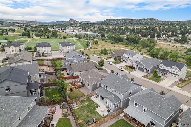 1473 Castle Creek Cir, Castle Rock, CO 80104 - aerial perspective of suburban area featuring a mountainous background