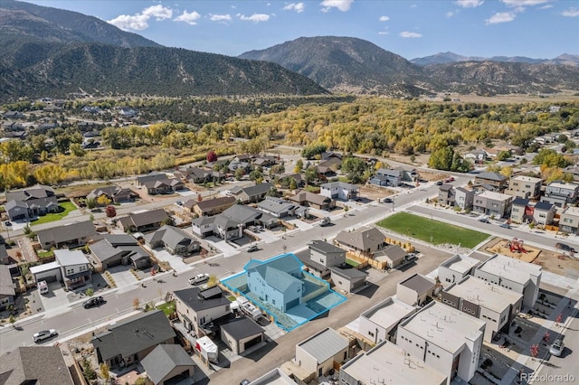 aerial view with a mountain view