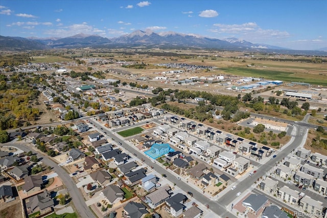 bird's eye view with a mountain view