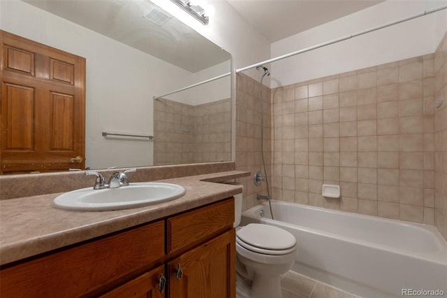 5571 S Sicily St, Aurora, CO 80015 - bathroom with vanity, bathing tub / shower combination, and tile patterned floors