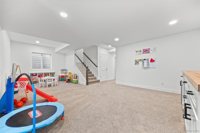 9016 Moondance Dr, Littleton, CO 80125 - recreation room featuring recessed lighting and carpet floors