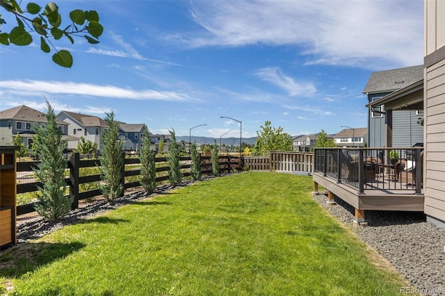 9016 Moondance Dr, Littleton, CO 80125 - fenced backyard featuring a residential view and a deck