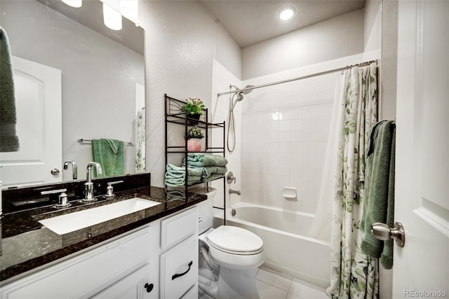 5771 Slate River Pl, Brighton, CO 80601 - full bathroom featuring toilet, shower / bathtub combination with curtain, and vanity