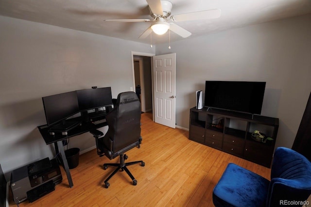 18908 E Napa Dr, Aurora, CO 80013 - home office with wood finished floors and ceiling fan