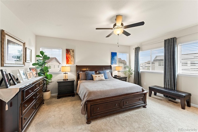 10091 Hannaway Dr, Colorado Springs, CO 80924 - bedroom featuring light carpet, baseboards, and ceiling fan