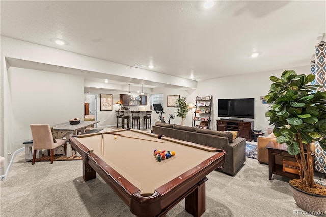 10091 Hannaway Dr, Colorado Springs, CO 80924 - game room featuring light carpet, recessed lighting, and pool table